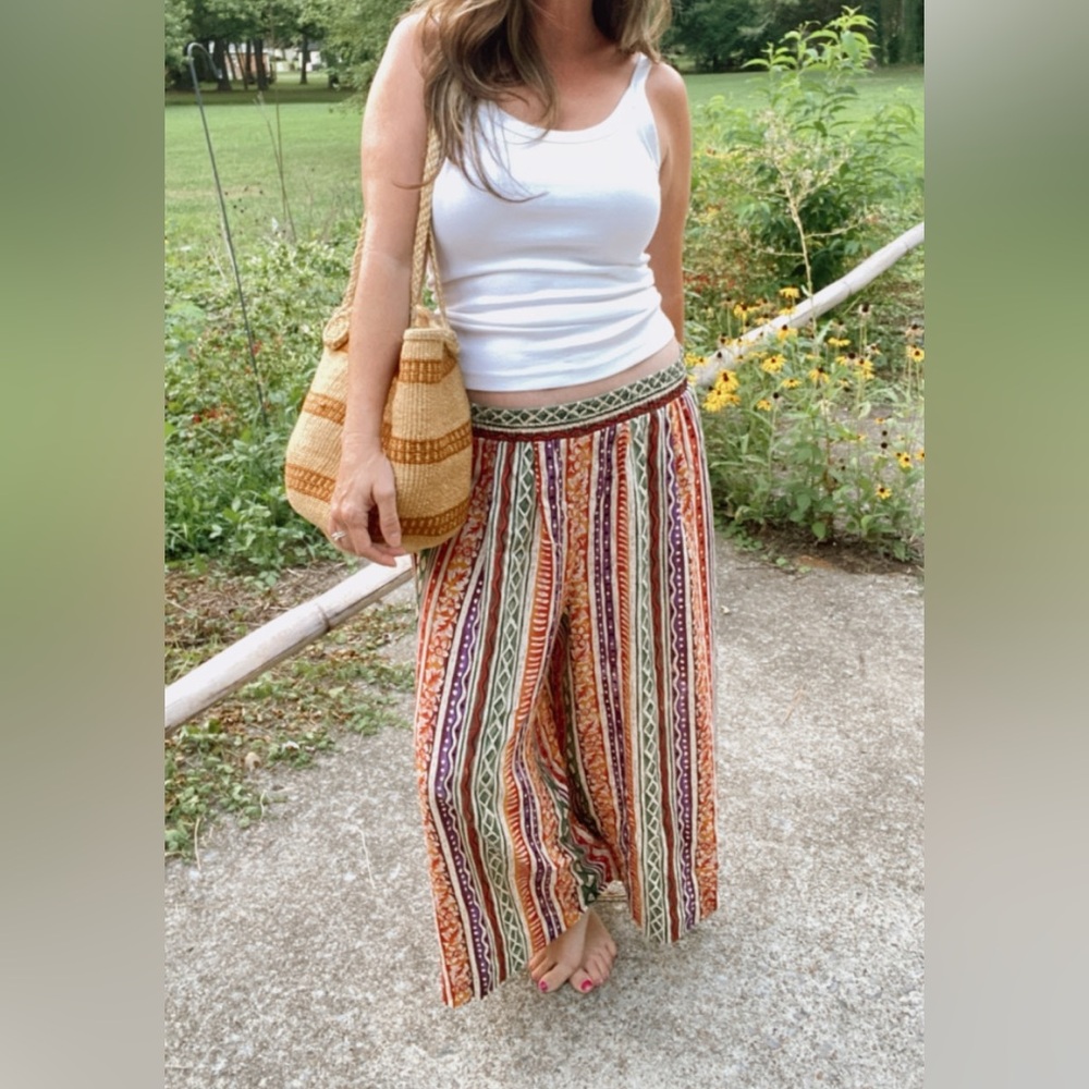 Vintage Multicolor Striped Wide Leg Pants